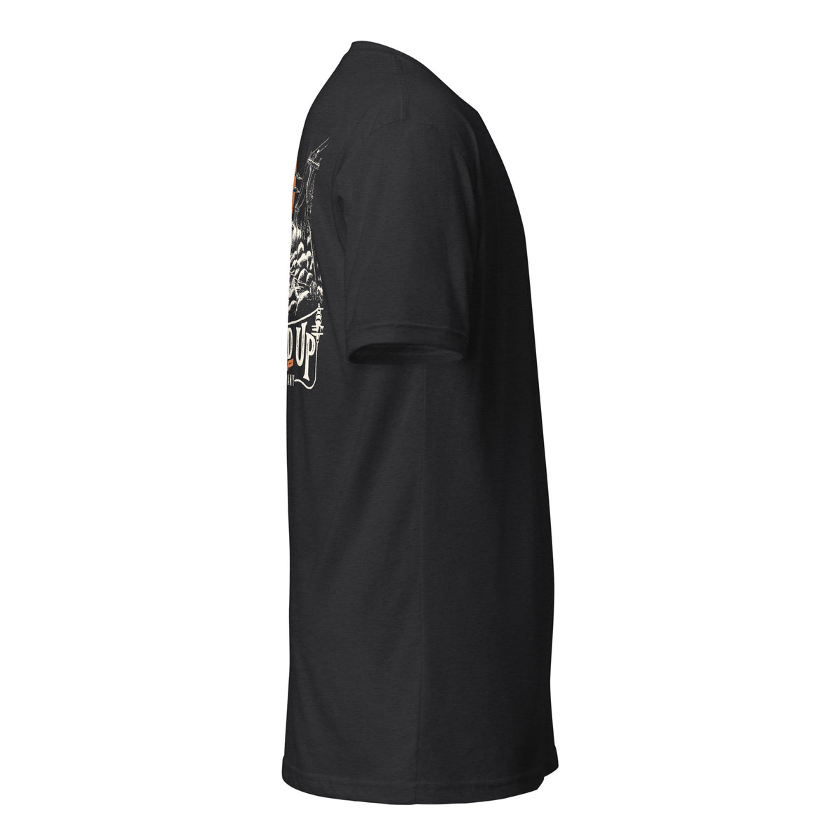 Cast Your Cares t-shirt in Black, right view