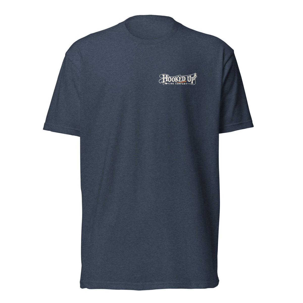 Cast Your Cares t-shirt in Midnight Navy, front view