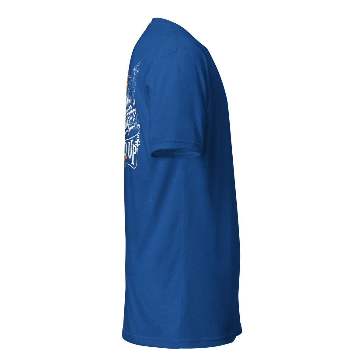 Cast Your Cares t-shirt in Royal, right view
