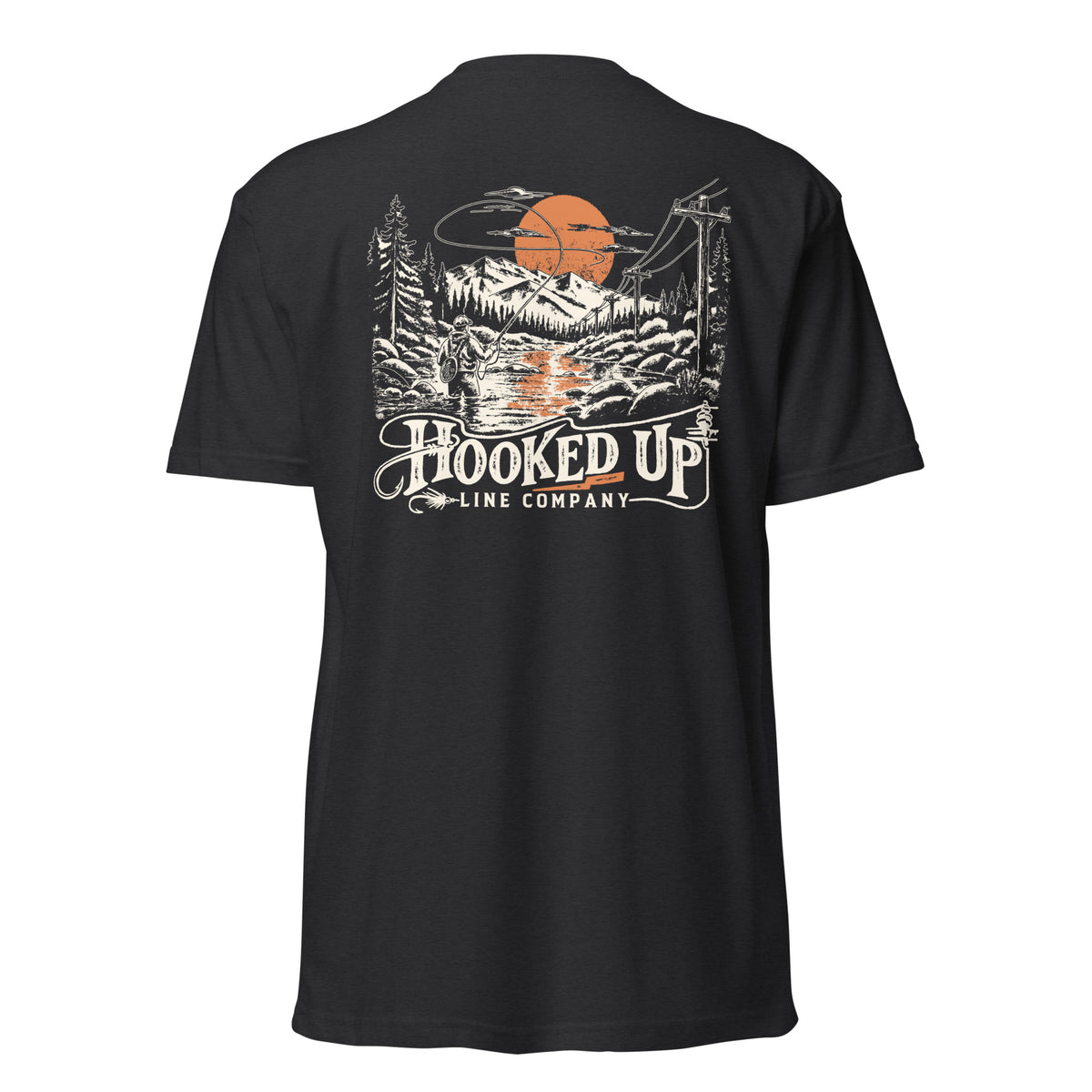 Cast Your Cares t-shirt in Black, back view
