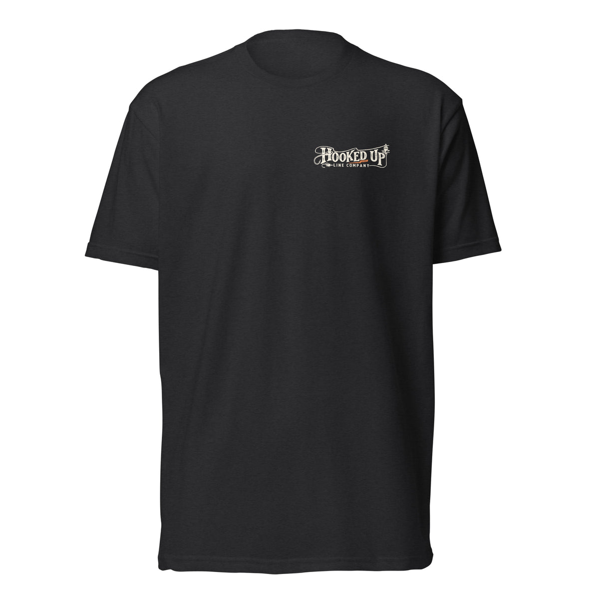Cast Your Cares t-shirt in Black, front view