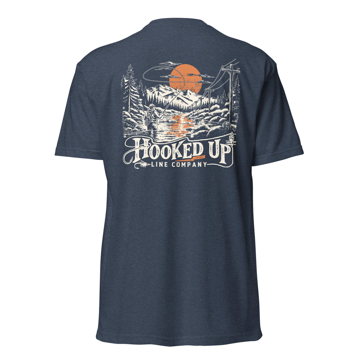 Cast Your Cares t-shirt in Midnight Navy, back view